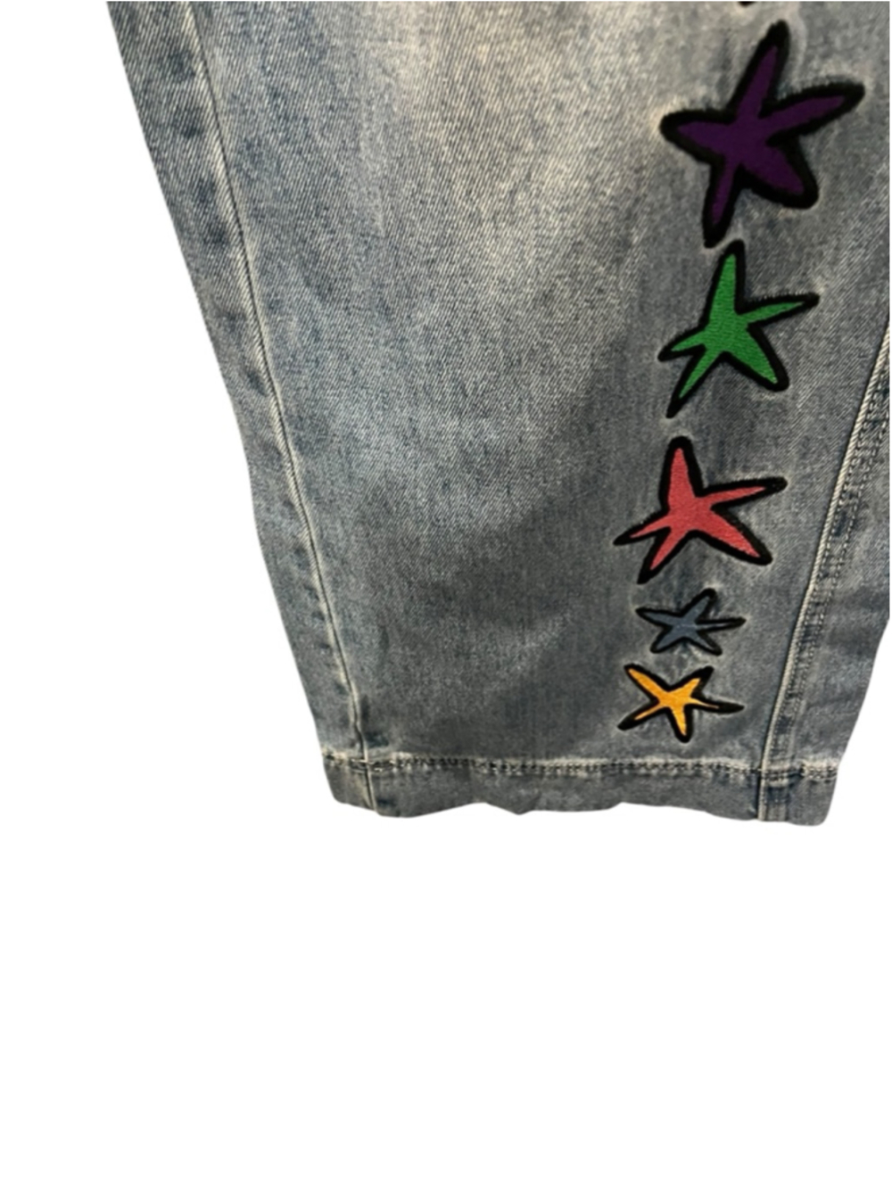 A. LAB Ether Stars Blue Ultra Loose 90's Inspired Embroidered Stars Jeans Size 4 - Picture 8 of 13